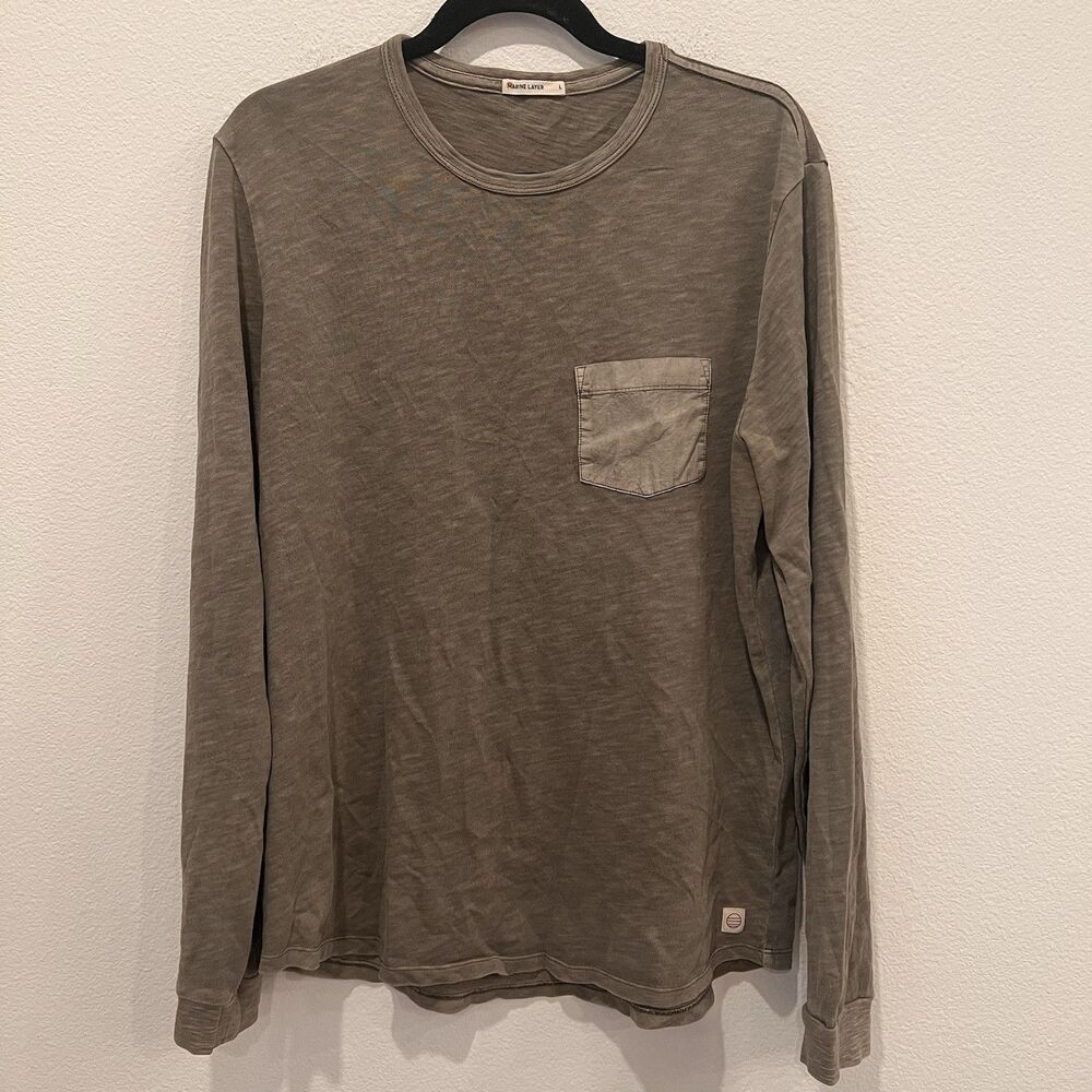 Marine Layer T Shirt Mens Sz L Green Heavy Slub Pockey Long Sleeve Casual Boho